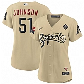 Women's Arizona Diamondbacks #51 Randy Johnson Gold 2023 World Series City Connect Stitched Jersey(Run Small) Dzhi,baseball caps,new era cap wholesale,wholesale hats